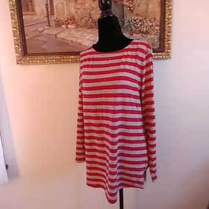 Shade red and gray nautical striped maternity top